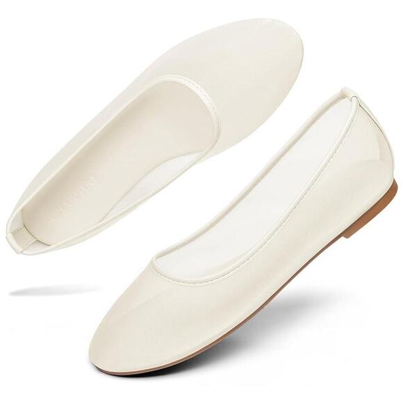 White mesh ballet flat slip on shoes - size 9 - Picture 1 of 8